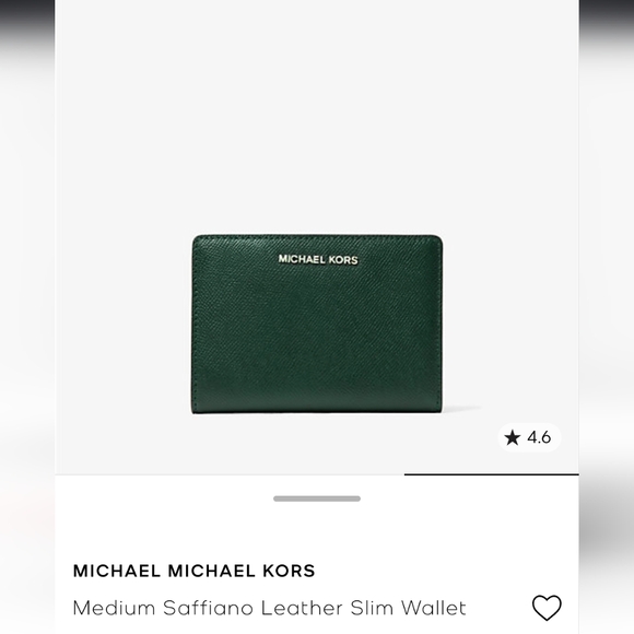 Michael Kors Handbags - Michael Kors Medium Saffiano Leather Slim Dark Green Wallet Womens